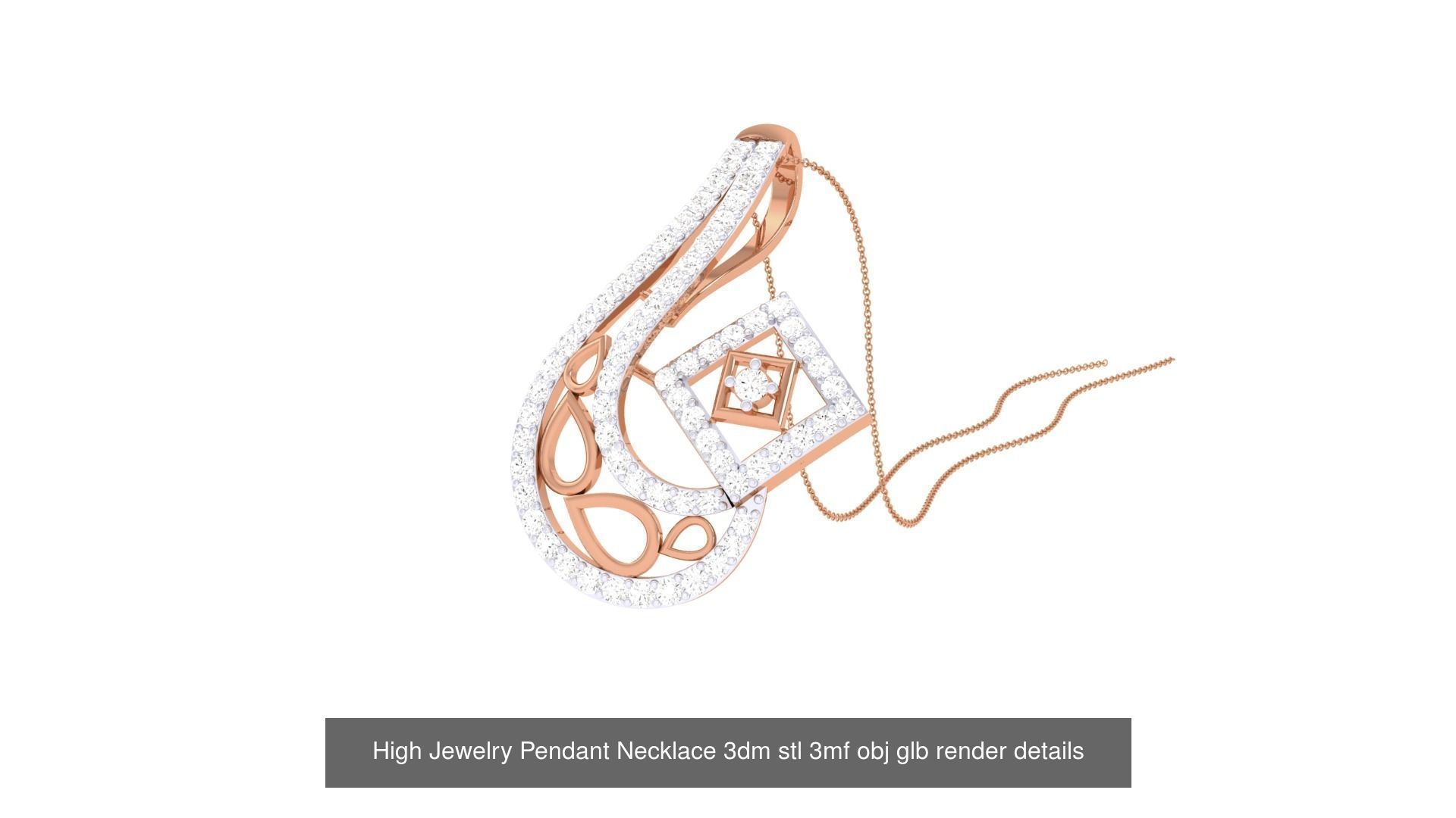 52 High Jewelry Pendant Necklace 3dm stl 3mf obj glb render 3D Model Collection_48