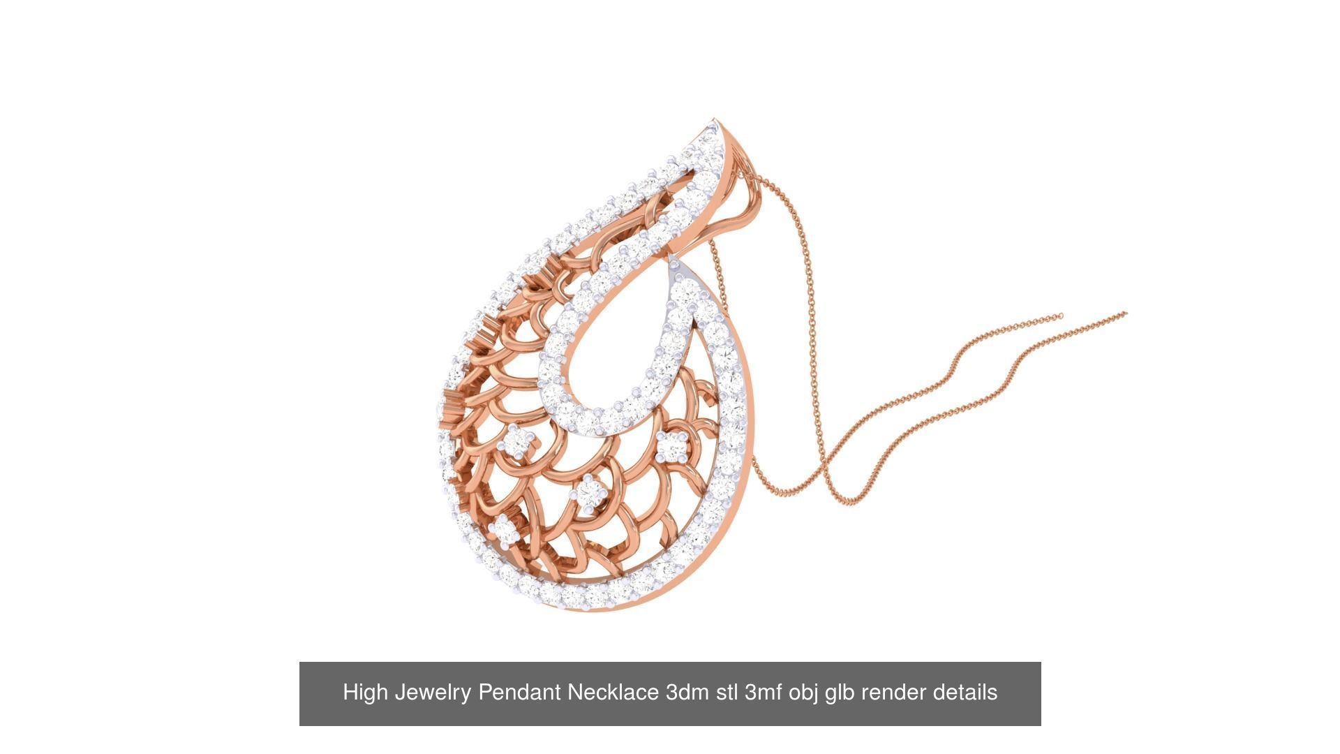 52 High Jewelry Pendant Necklace 3dm stl 3mf obj glb render 3D Model Collection_15