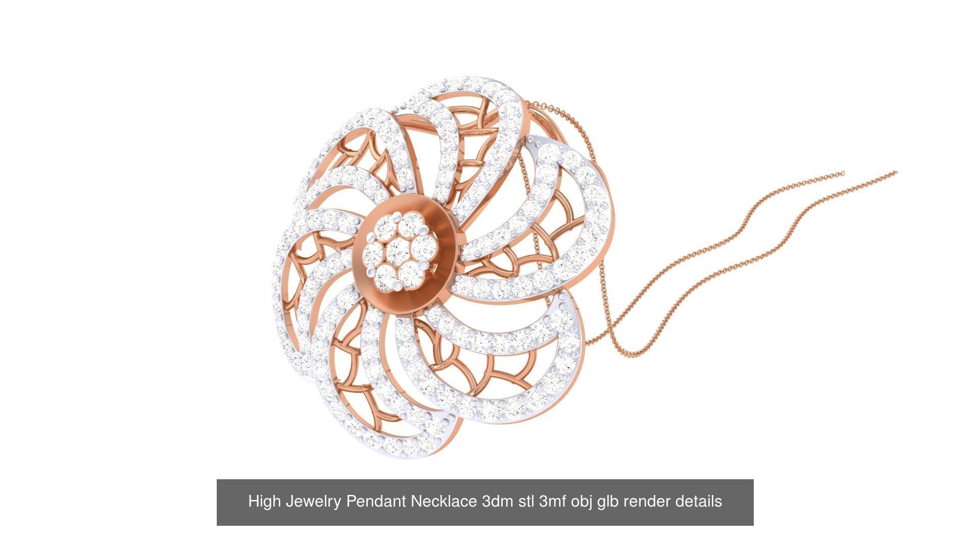 52 High Jewelry Pendant Necklace 3dm stl 3mf obj glb render 3D Model Collection_35