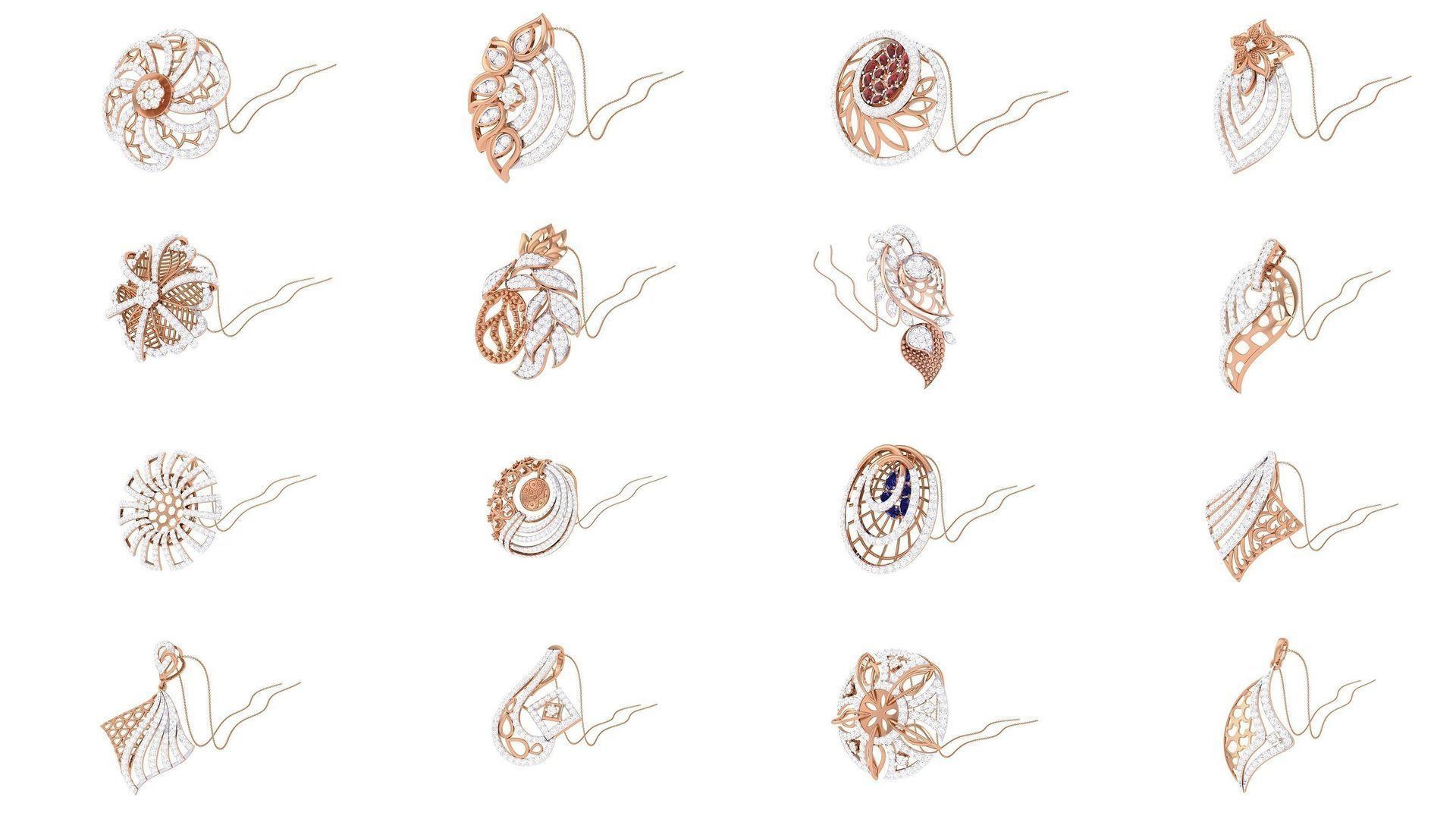 52 High Jewelry Pendant Necklace 3dm stl 3mf obj glb render 3D Model Collection_2