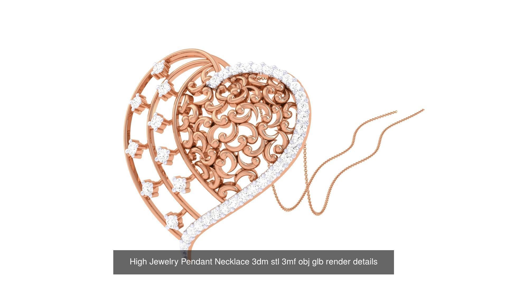 52 High Jewelry Pendant Necklace 3dm stl 3mf obj glb render 3D Model Collection_16