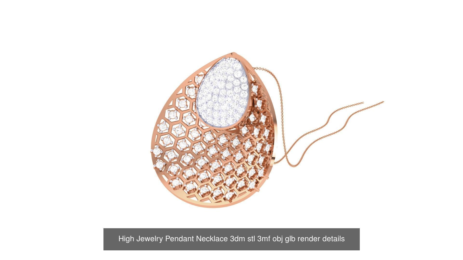 52 High Jewelry Pendant Necklace 3dm stl 3mf obj glb render 3D Model Collection_32