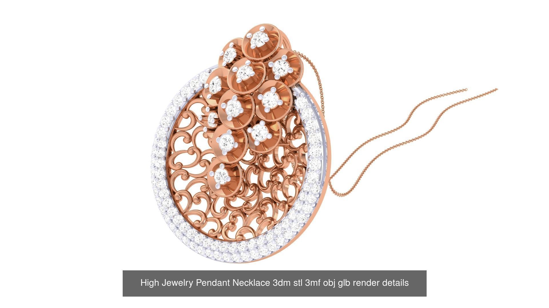 52 High Jewelry Pendant Necklace 3dm stl 3mf obj glb render 3D Model Collection_25