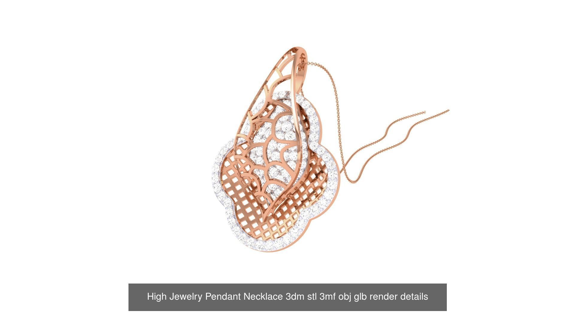 52 High Jewelry Pendant Necklace 3dm stl 3mf obj glb render 3D Model Collection_29