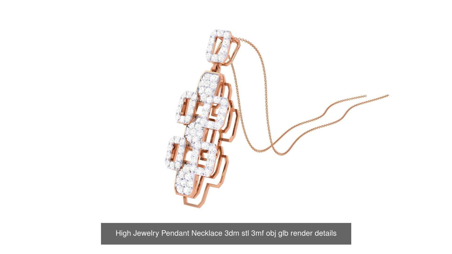 52 High Jewelry Pendant Necklace 3dm stl 3mf obj glb render 3D Model Collection_53