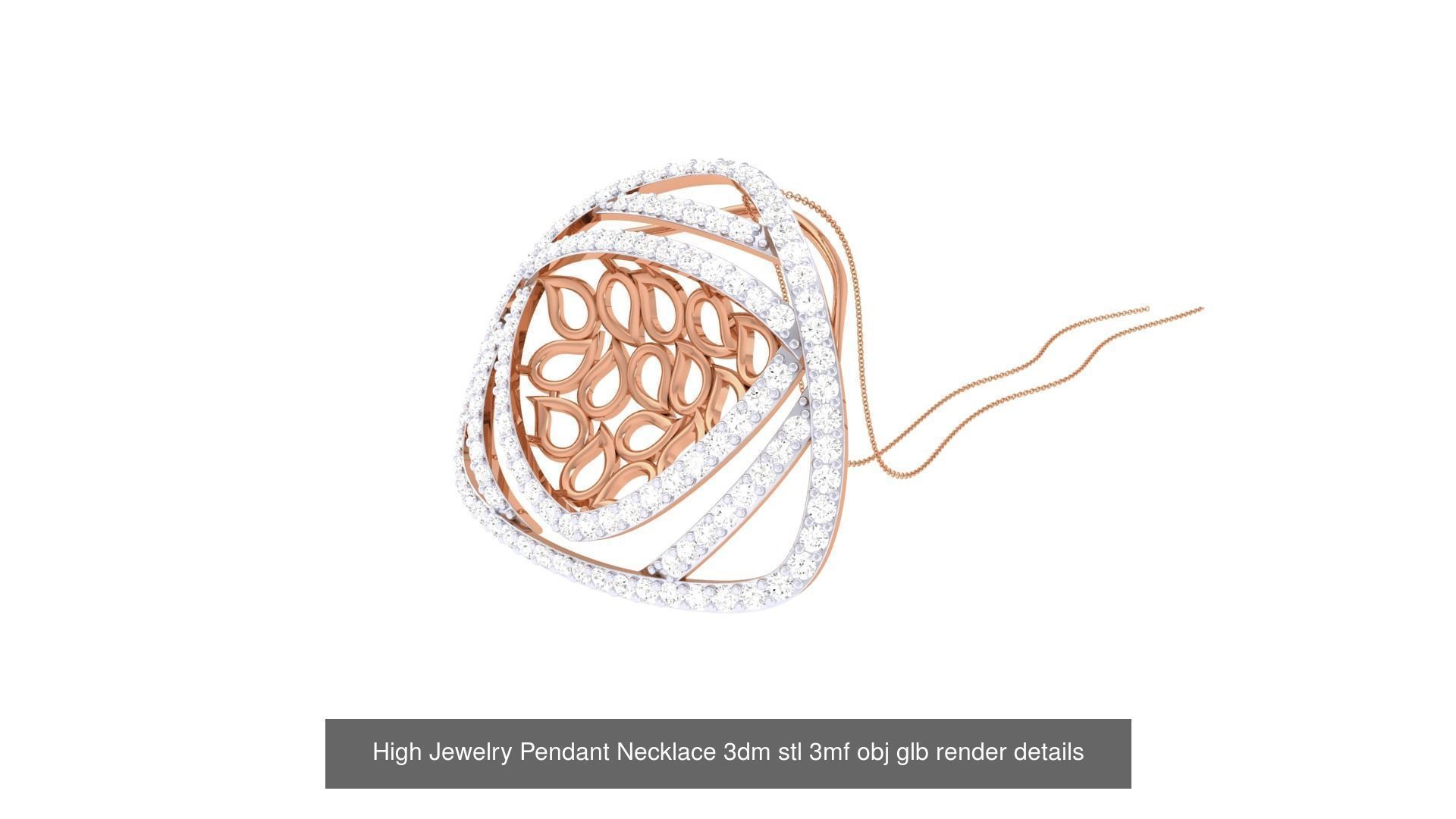 52 High Jewelry Pendant Necklace 3dm stl 3mf obj glb render 3D Model Collection_5