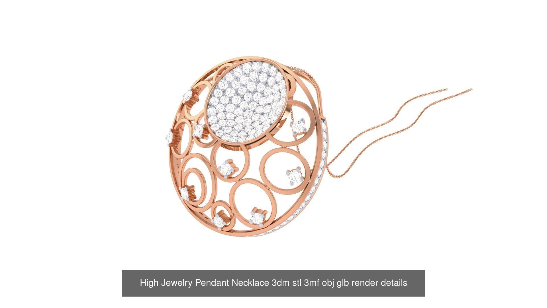 52 High Jewelry Pendant Necklace 3dm stl 3mf obj glb render 3D Model Collection_21