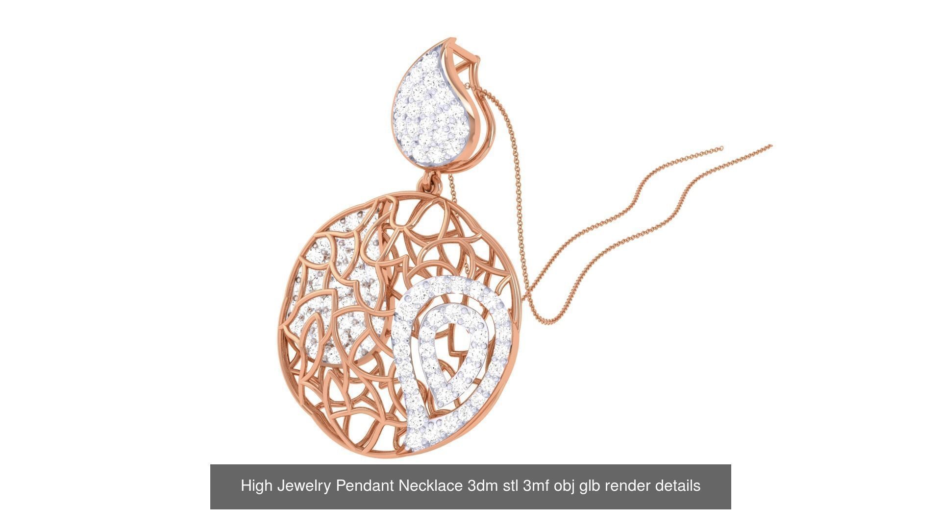 52 High Jewelry Pendant Necklace 3dm stl 3mf obj glb render 3D Model Collection_22