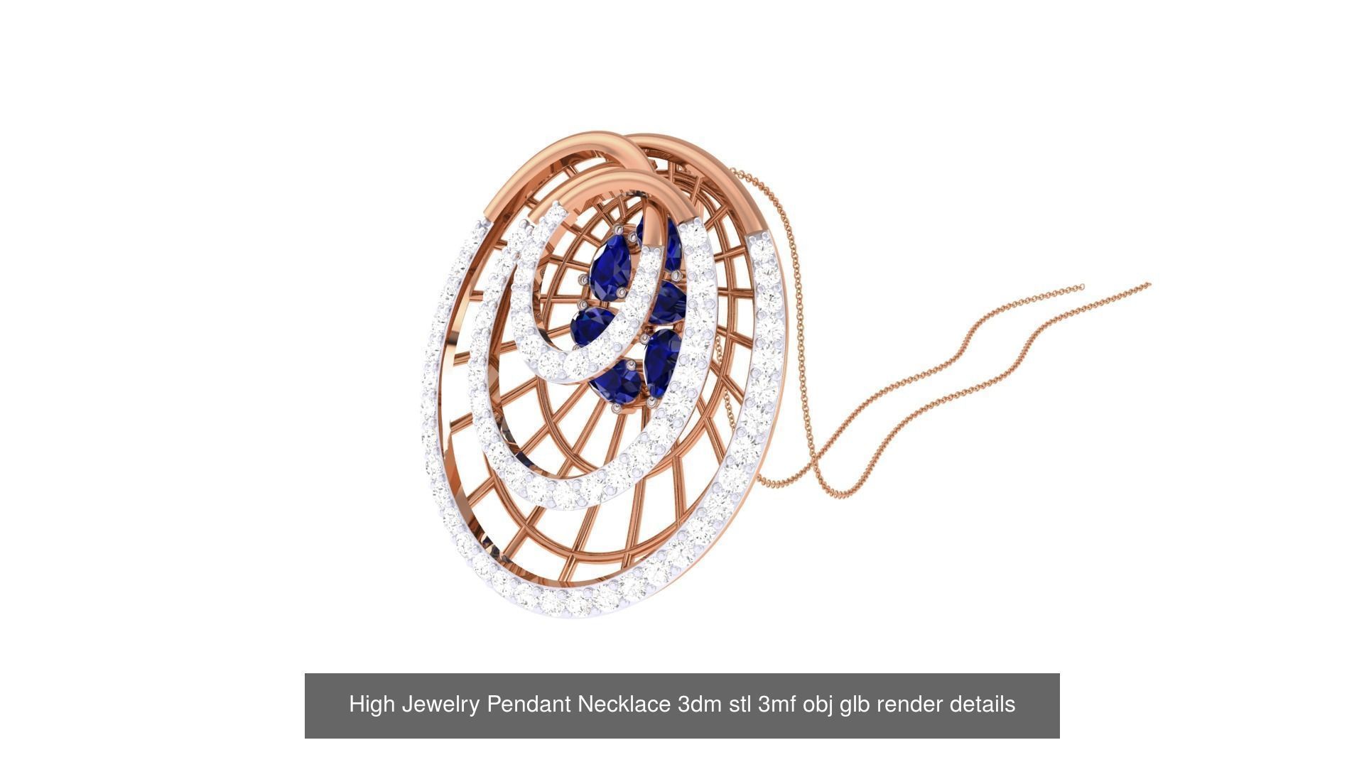 52 High Jewelry Pendant Necklace 3dm stl 3mf obj glb render 3D Model Collection_45