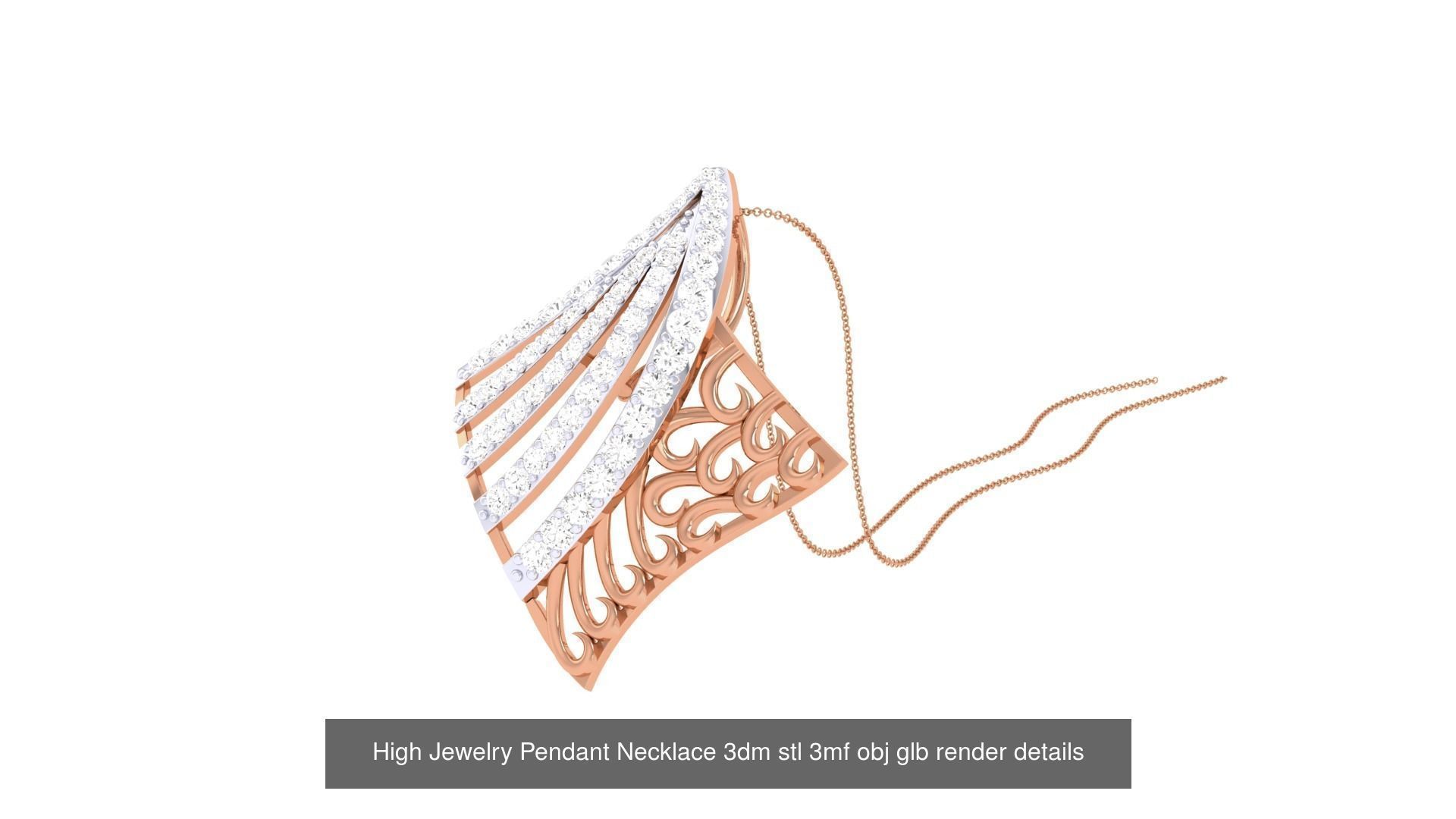 52 High Jewelry Pendant Necklace 3dm stl 3mf obj glb render 3D Model Collection_46