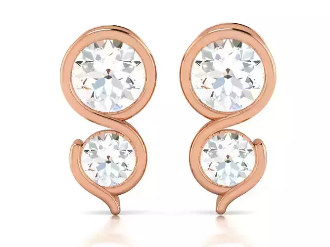 Women solitaire studs earrings 3dm render details 3D print model