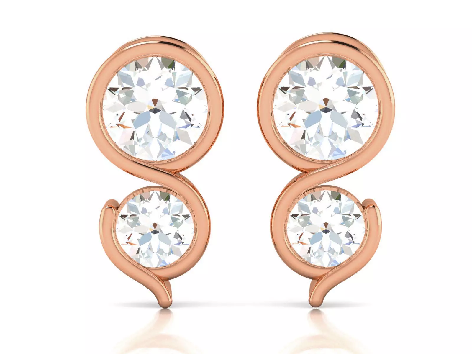 Women solitaire studs earrings 3dm render details 3D print model