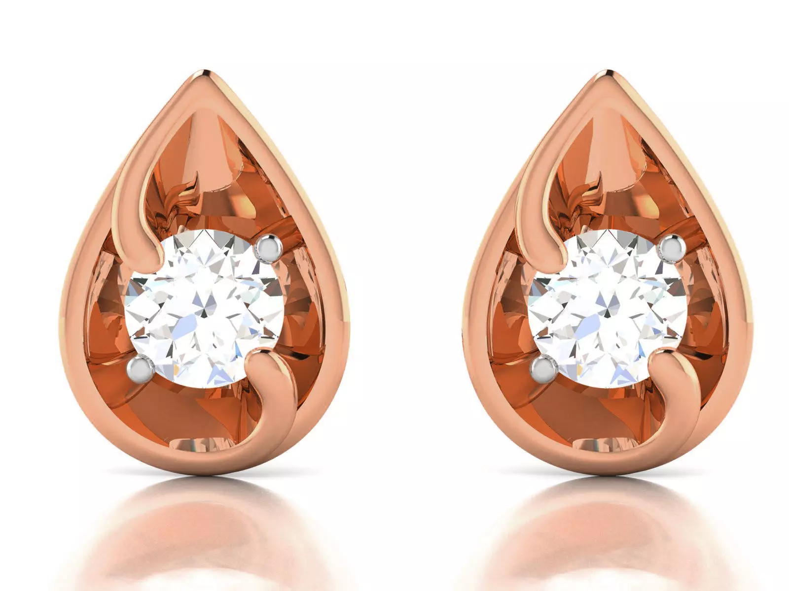 Women solitaire studs earrings 3dm render details 3D print model