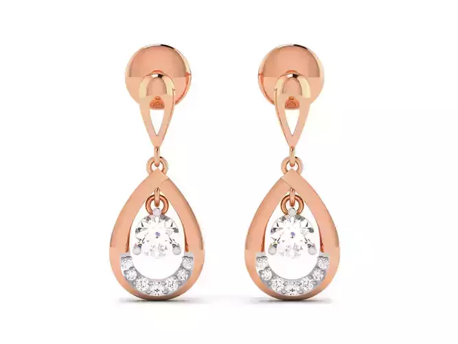 Women solitaire drop earrings 3dm render details
