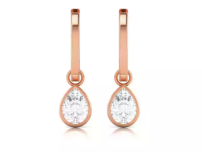 Women solitaire drop earrings 3dm render details