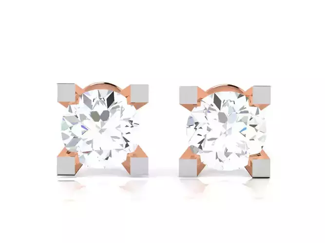 Women solitaire studs earrings 3dm render details 3D print model