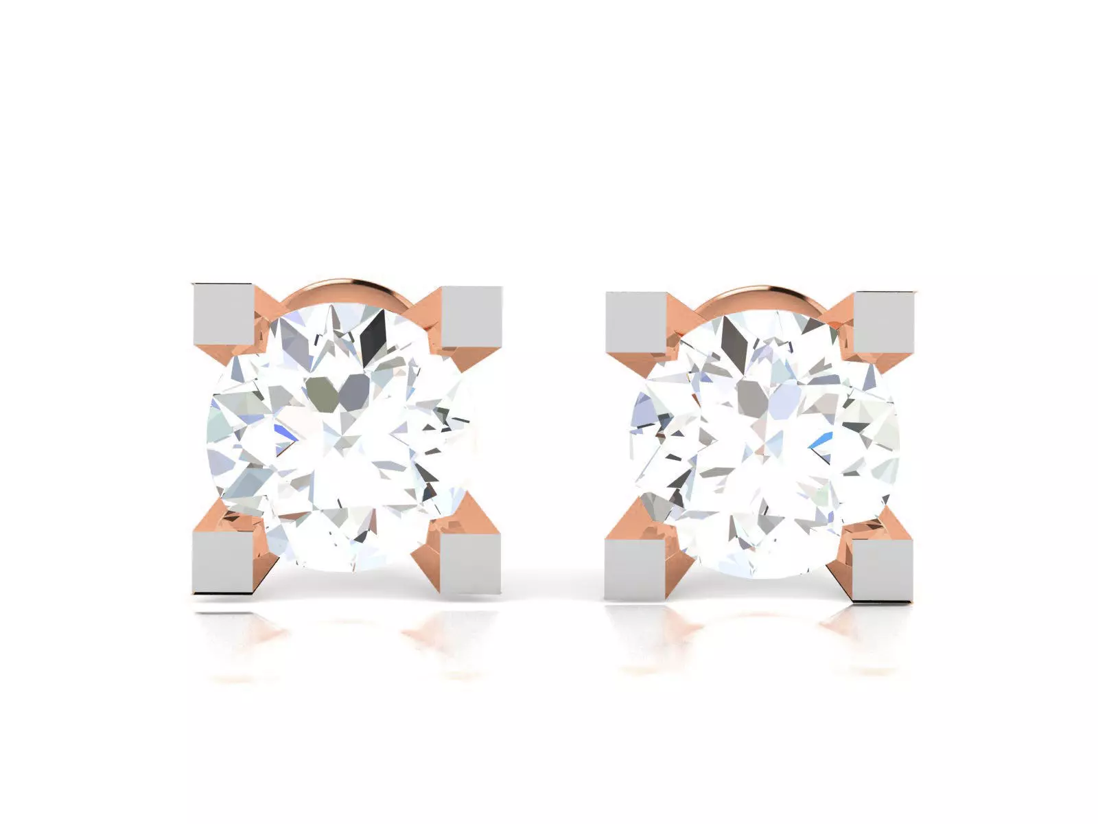 Women solitaire studs earrings 3dm render details 3D print model