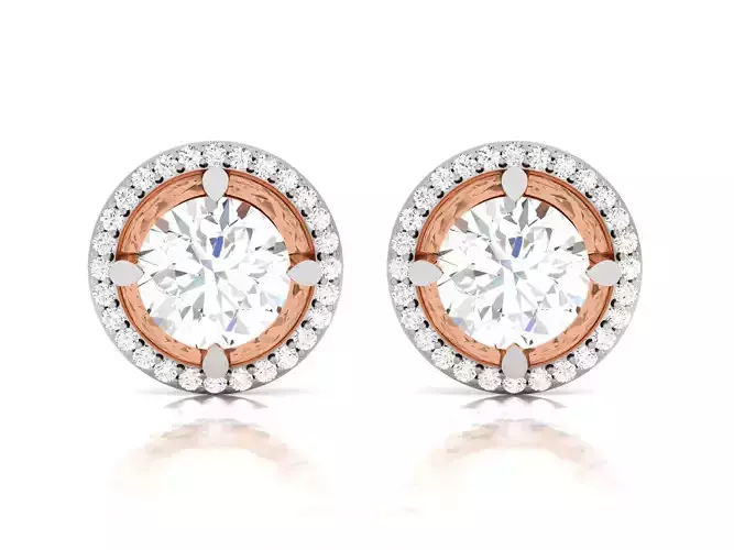 Women solitaire studs earrings 3dm render details 3D print model