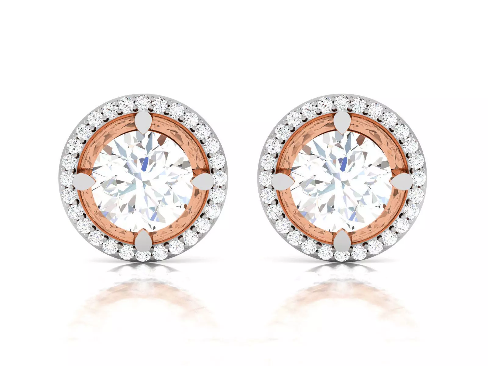 Women solitaire studs earrings 3dm render details 3D print model