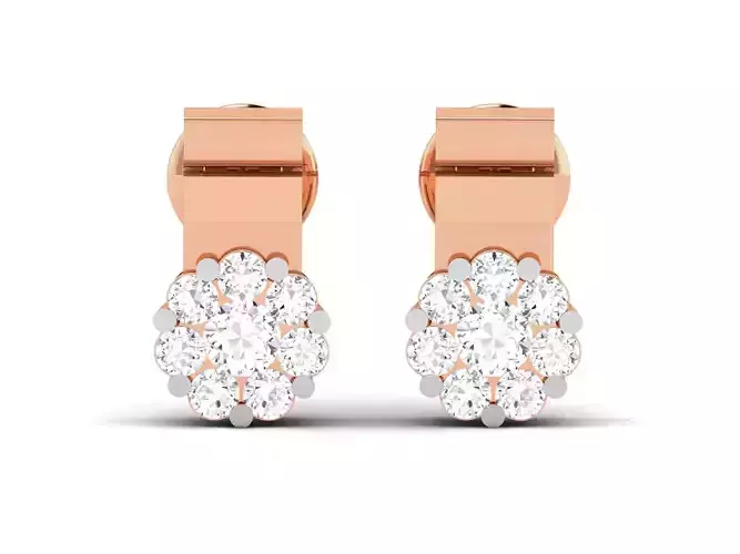 Women solitaire studs earrings 3dm render details 3D print model