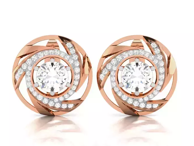 Women solitaire studs earrings 3dm render details 3D print model