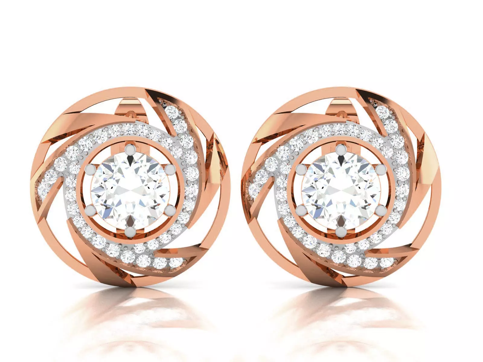 Women solitaire studs earrings 3dm render details 3D print model