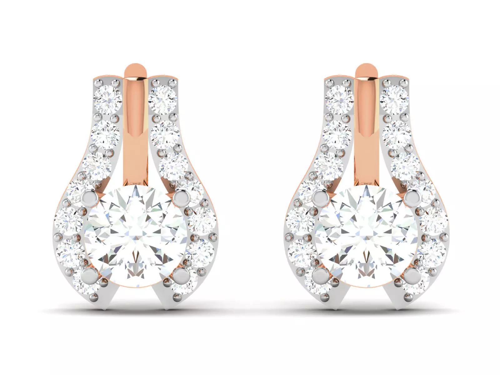 Women solitaire studs earrings 3dm render details 3D print model