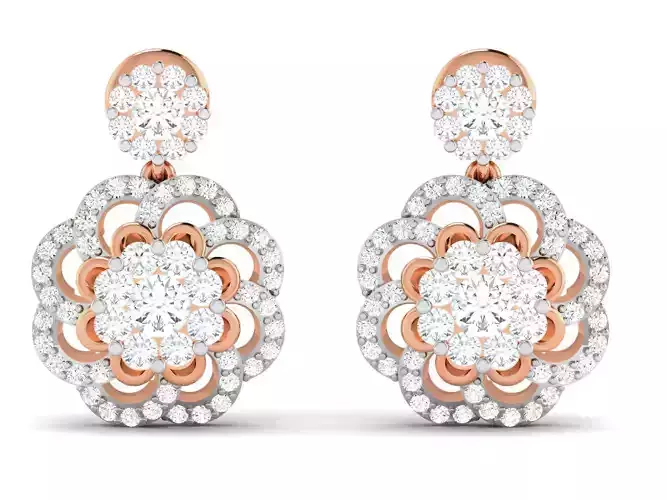 Women solitaire drop earrings 3dm render details