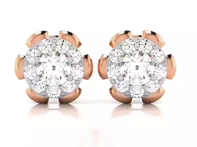 Women solitaire studs earrings 3dm render details 3D print model