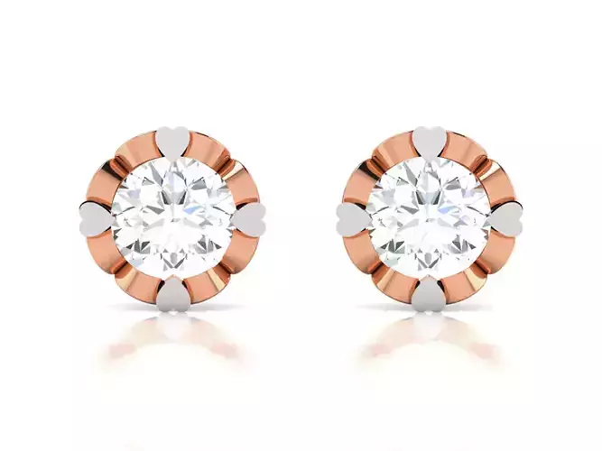 Women solitaire studs earrings 3dm render details 3D print model