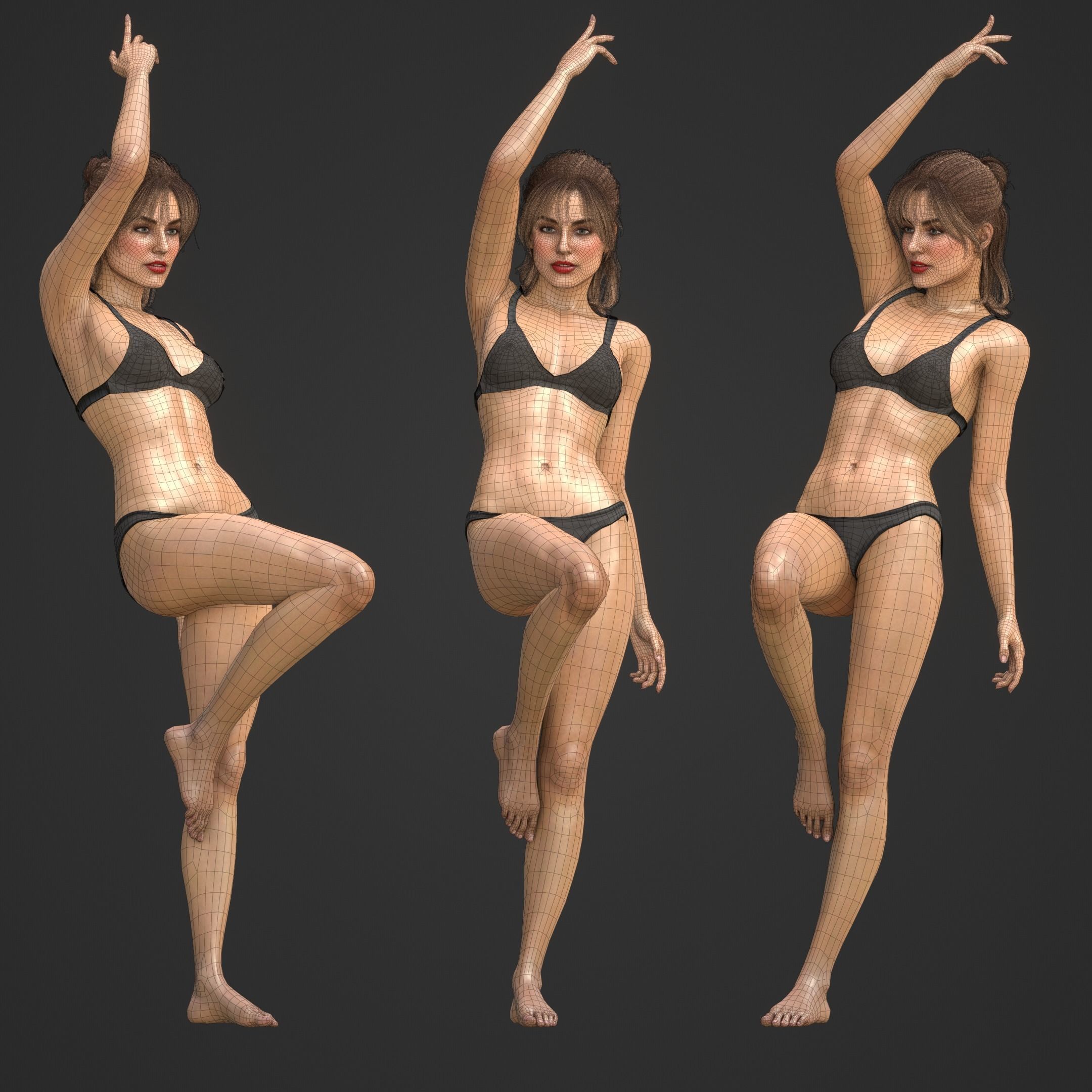 3D model Rigged Clothed Woman - 04 VR / AR / low-poly