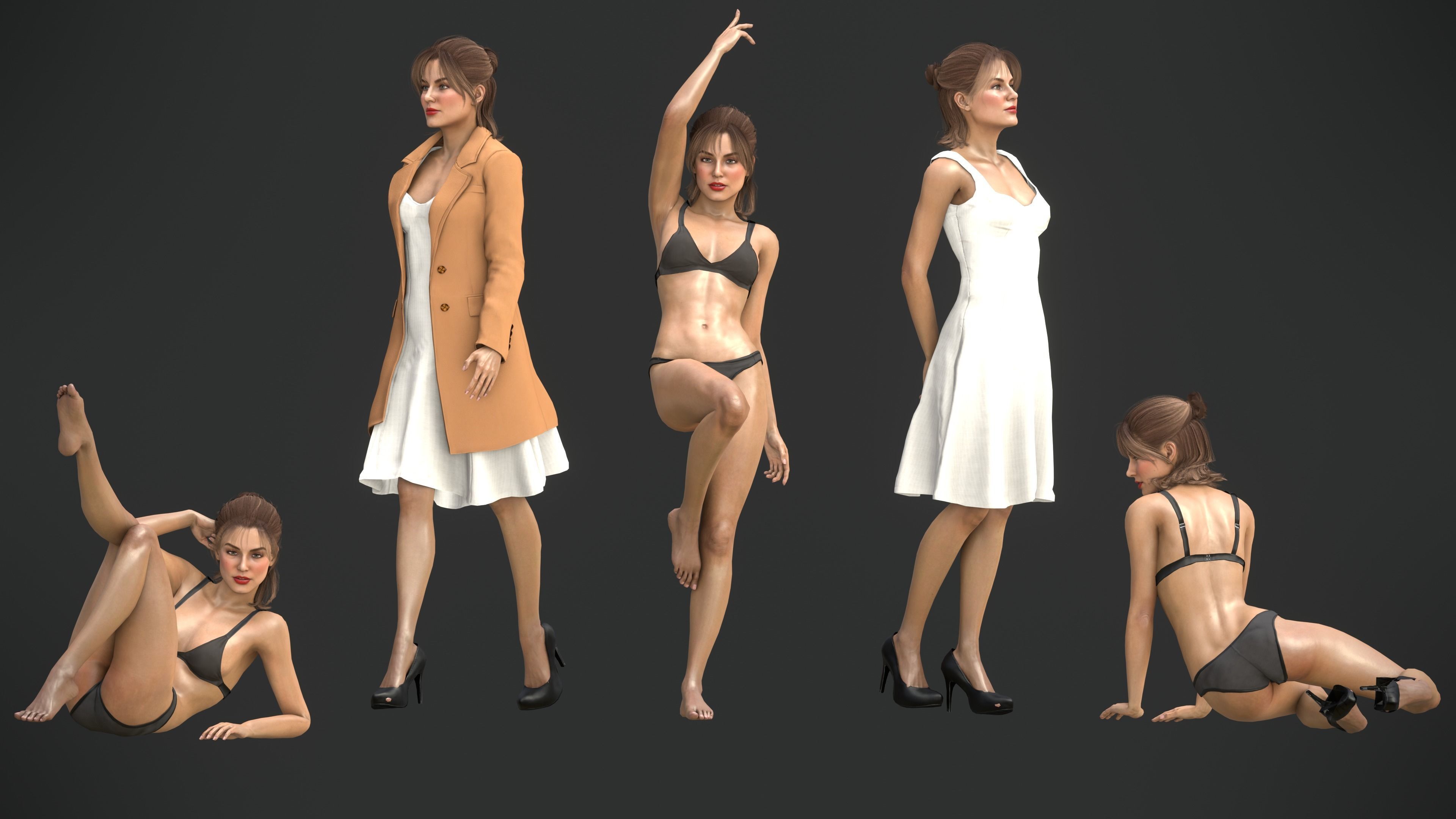 3D model Rigged Clothed Woman - 04 VR / AR / low-poly
