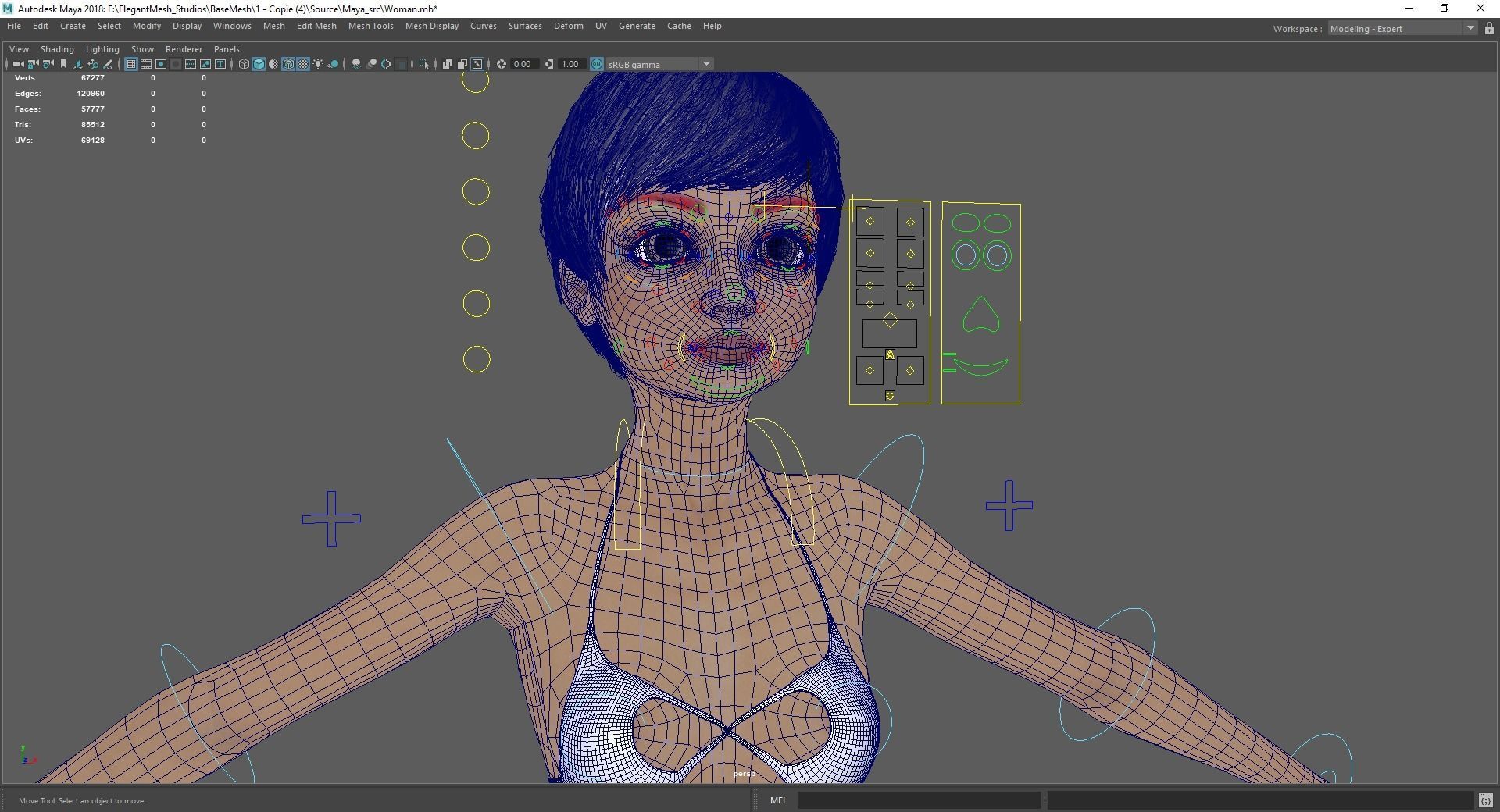 cute young woman red Low-poly 3D model_24