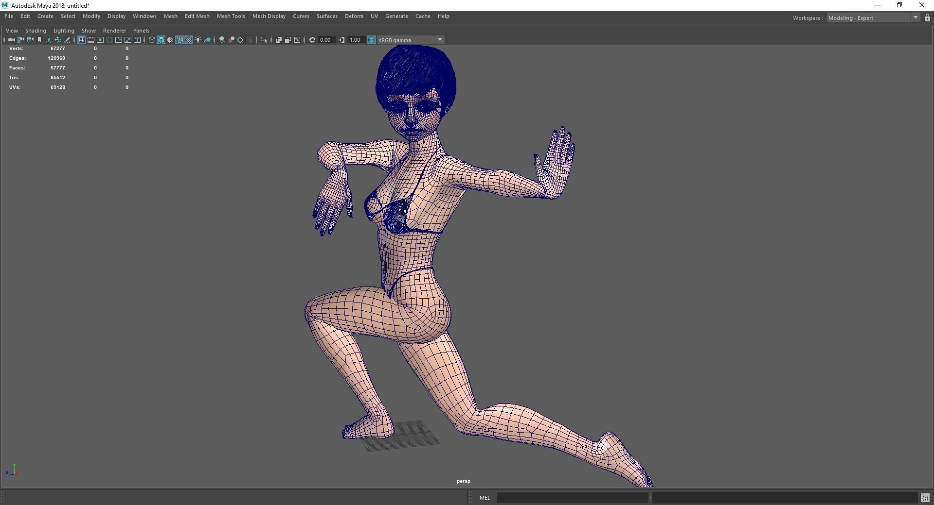 cute young woman red Low-poly 3D model_25