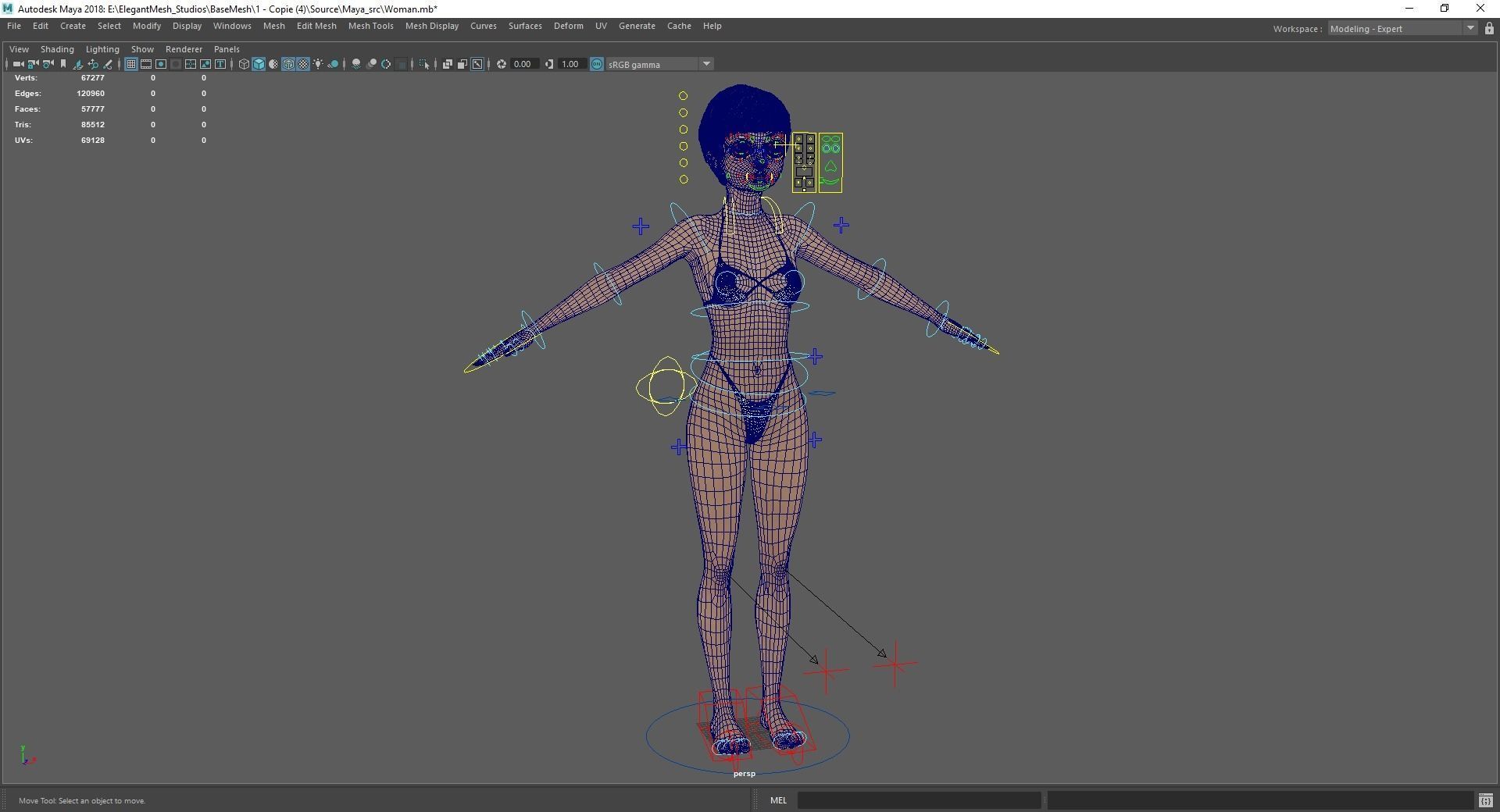 cute young woman red Low-poly 3D model_26