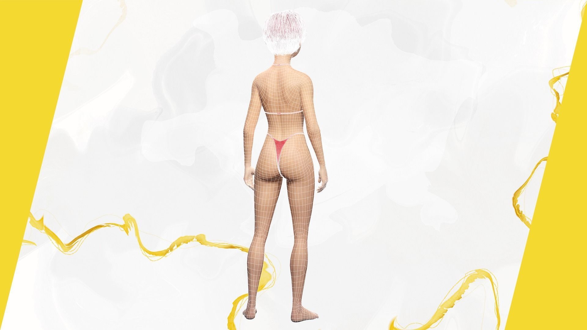 cute young woman red Low-poly 3D model_38