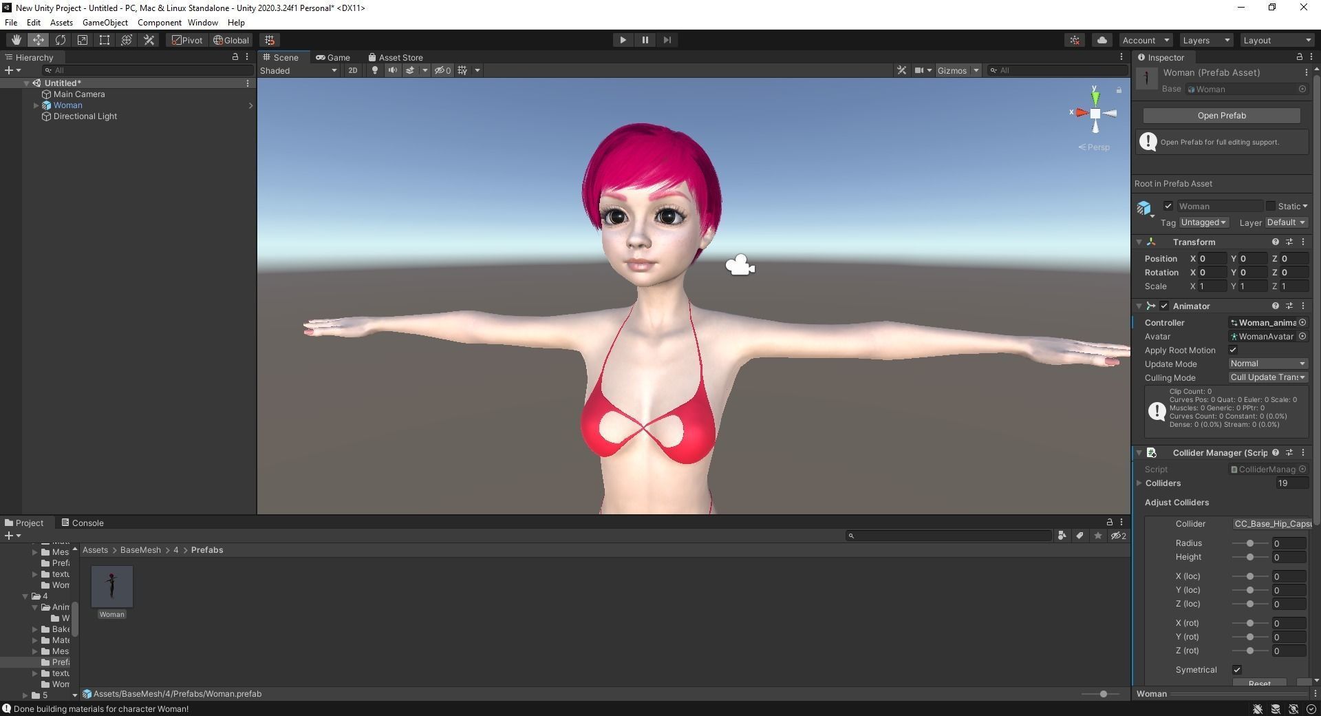 cute young woman red Low-poly 3D model_34