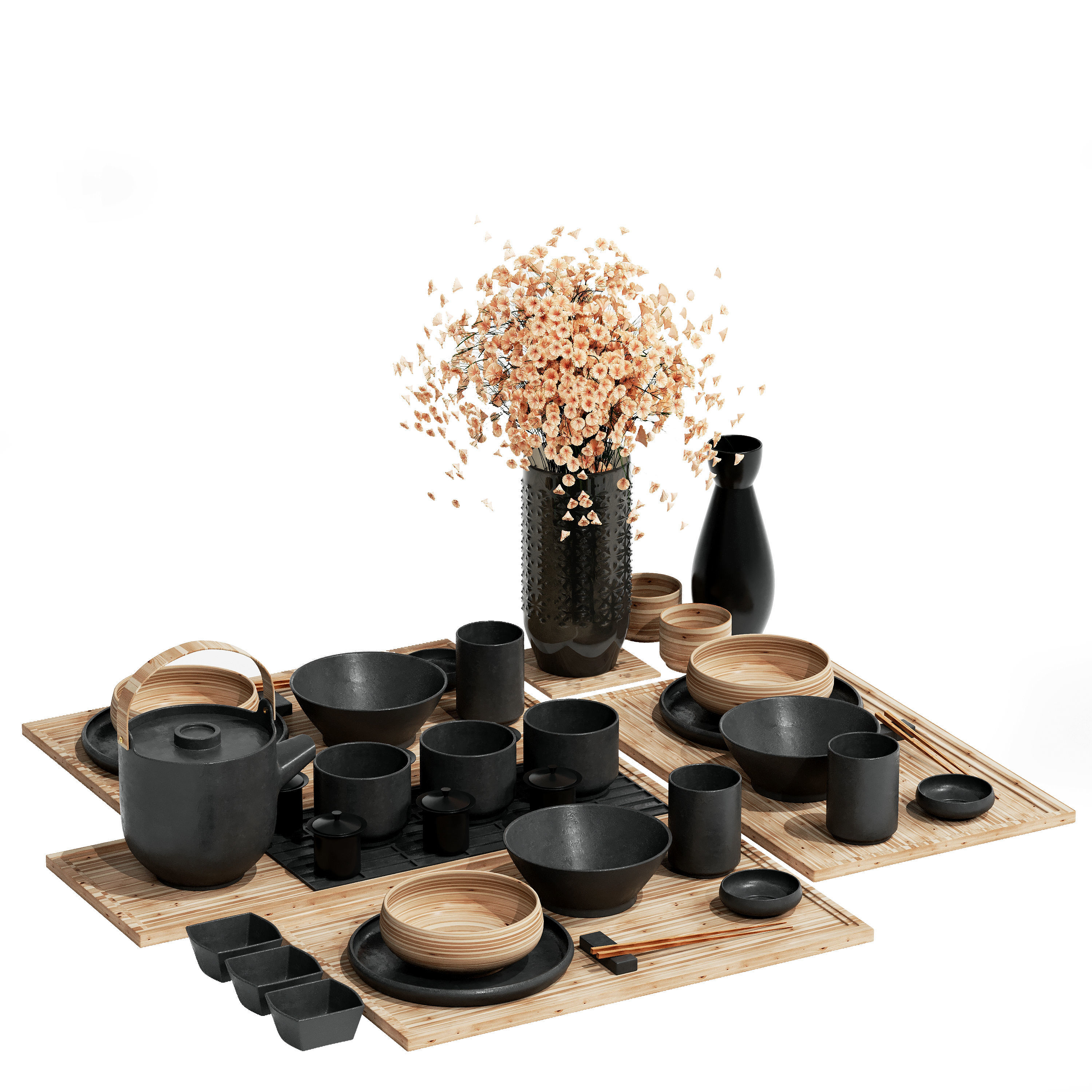 Japanes tableware set Free 3D model_1