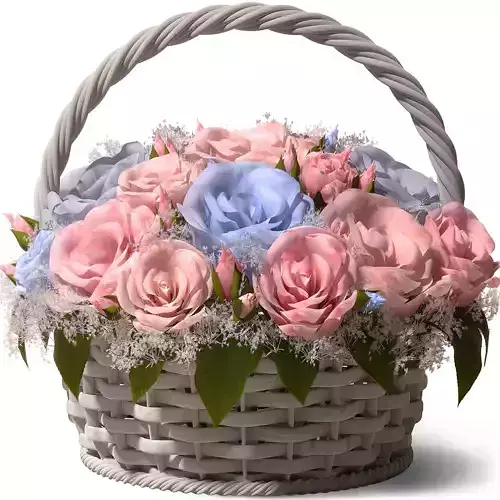 Rose Basket Flower Set -11 3D model