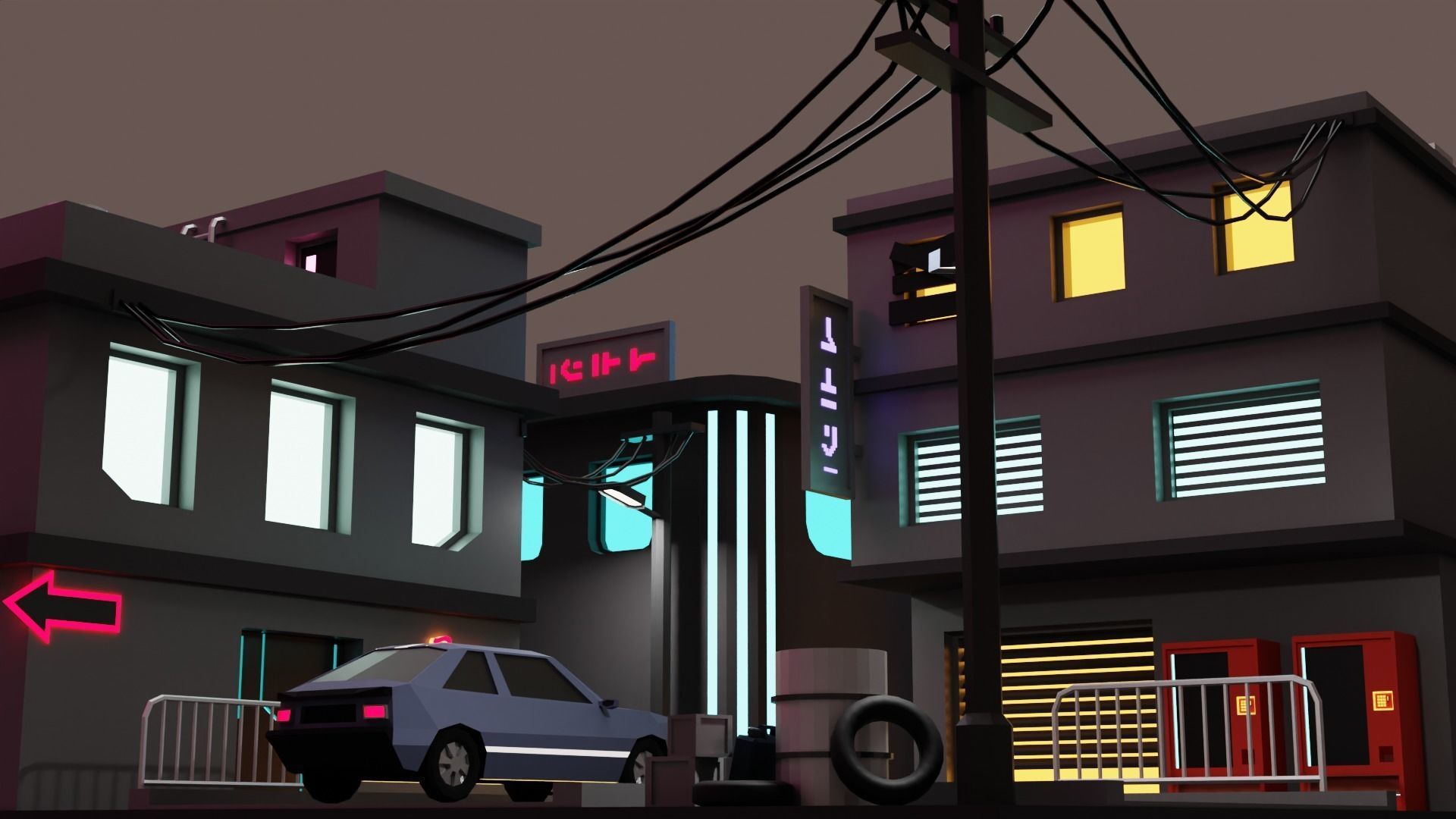 Cyberpunk Buildings Low-poly 3D model_5