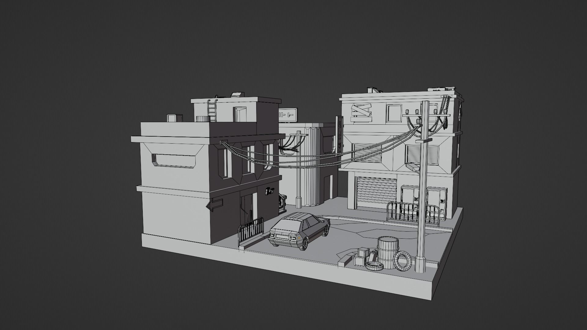 Cyberpunk Buildings Low-poly 3D model_7