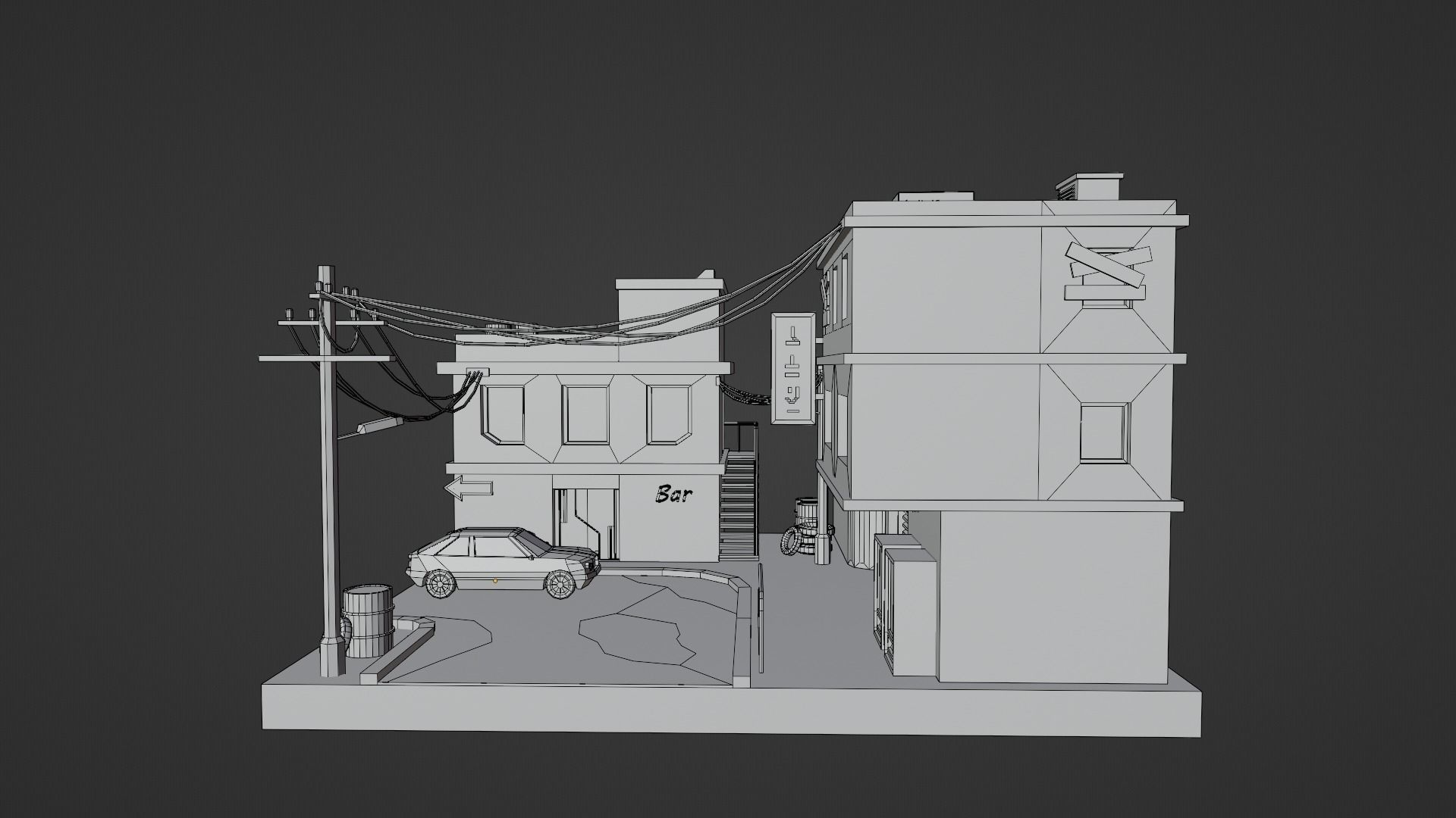 Cyberpunk Buildings Low-poly 3D model_9