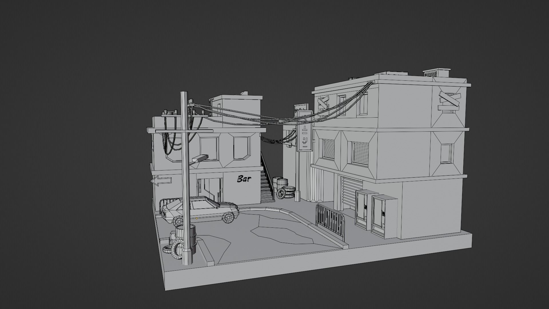 Cyberpunk Buildings Low-poly 3D model_8