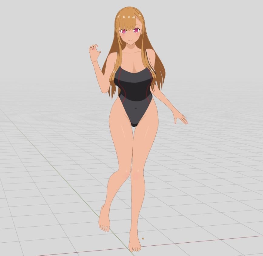 Hana - Bikini girl Low-poly 3D model_8