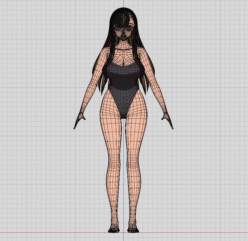 Hana - Bikini girl Low-poly 3D model_15