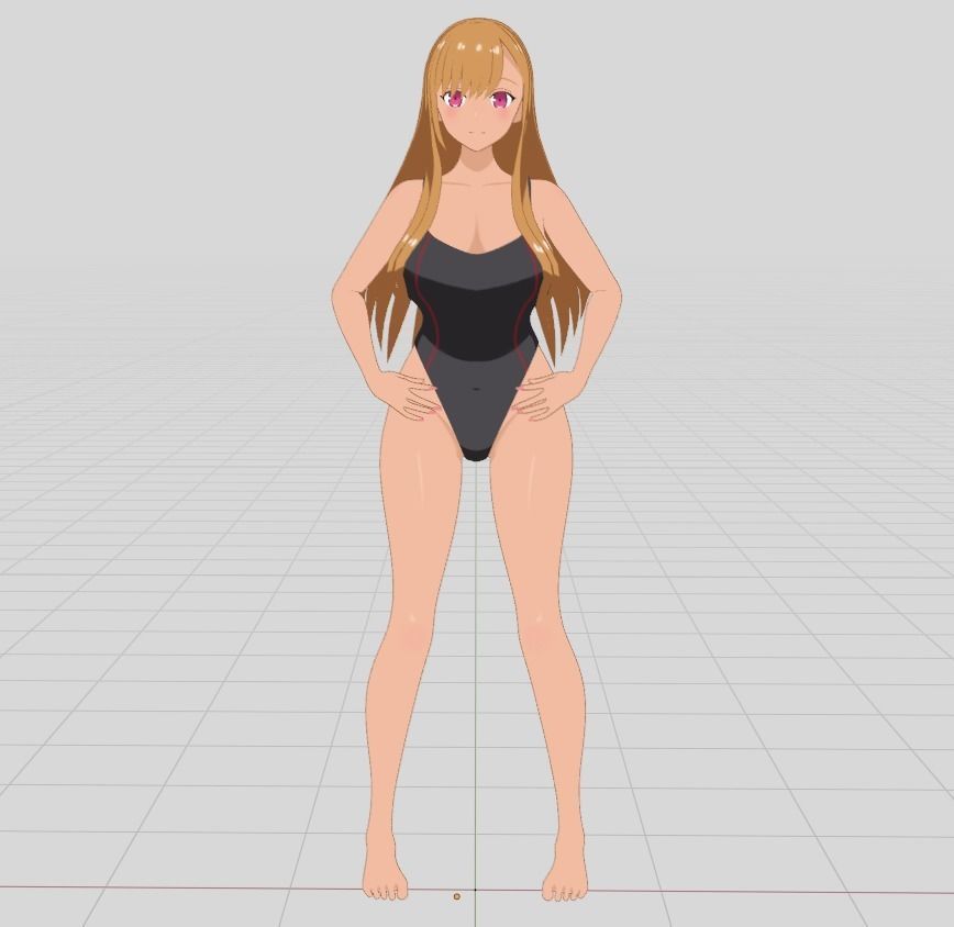 Hana - Bikini girl Low-poly 3D model_1