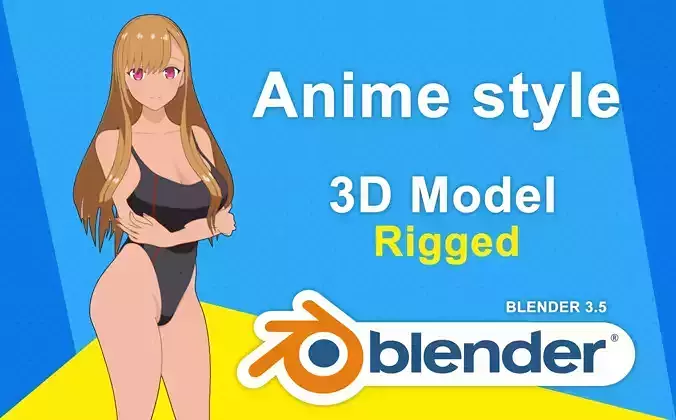 Hana - Bikini girl Low-poly 3D model