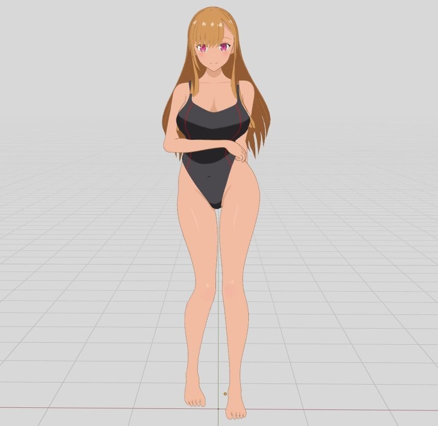 Hana - Bikini girl Low-poly 3D model_7