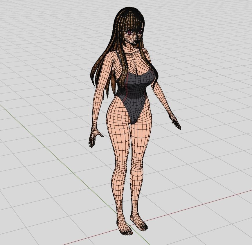 Hana - Bikini girl Low-poly 3D model_14