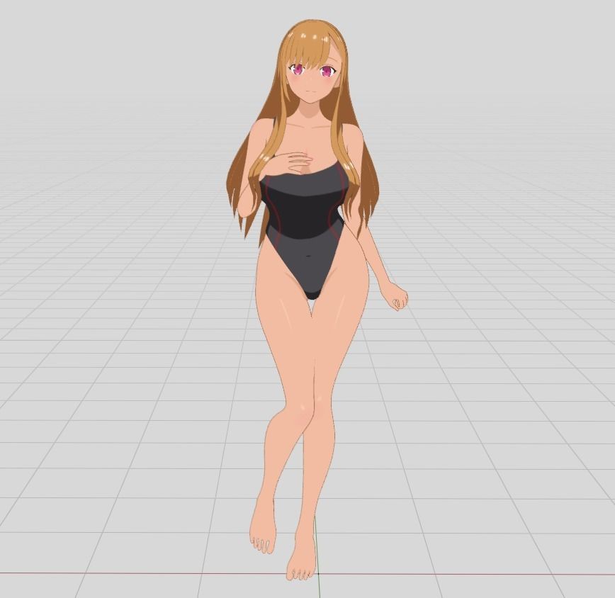 Hana - Bikini girl Low-poly 3D model_2